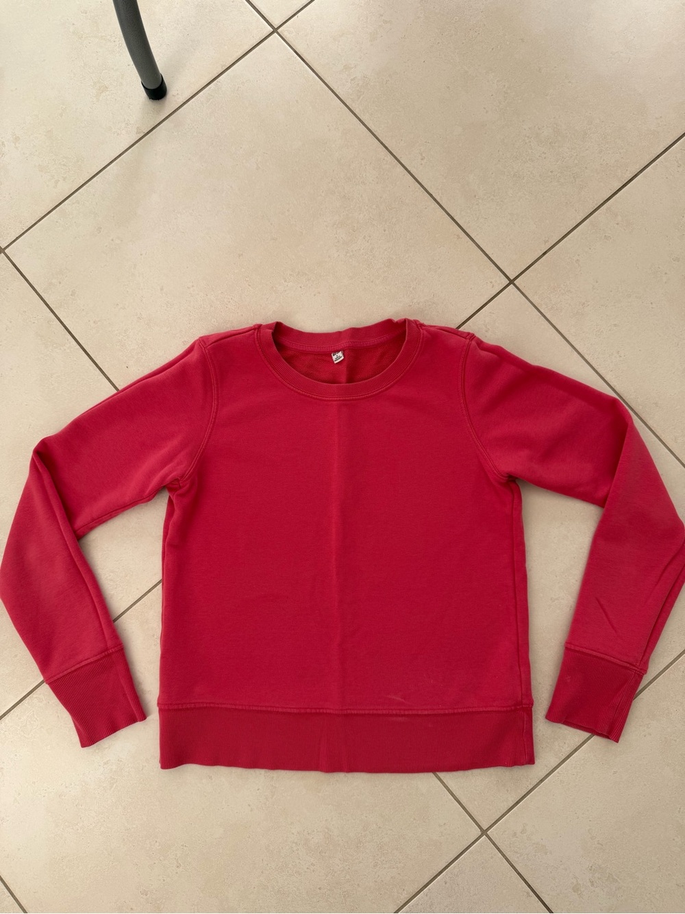 Uniqlo Crew cotton Neck Sweatshirt Red pinkish s Terry cloth inside